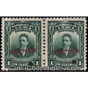 1911 SC 247 Pair Cuban Stamp 1 Cent small ltters SPECIMEN