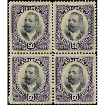 1910 SC 245 Block of 10 stamps 50 cents Antonio Maceo