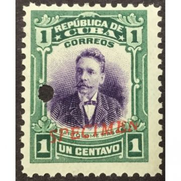 1910 Cuba Scott 239 SPECIMEN Cuban Stamp 1 Cent, B. Maso