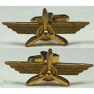 Cuff links, aviation related, golden color